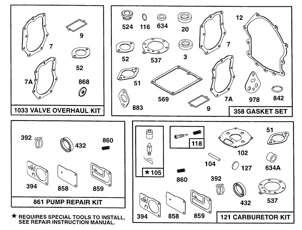 Gasket Sets Diagram and Parts List for 402417-0640-XX  Briggs and Stratton Engine